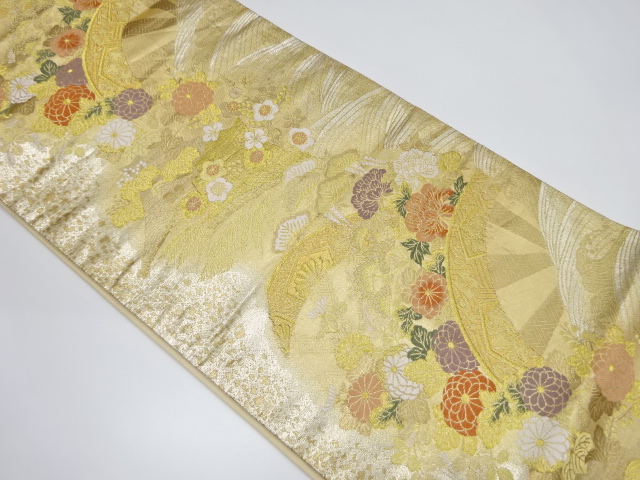 波車に草花模様織り出し袋帯